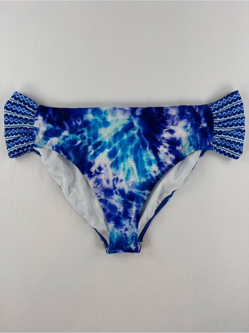 Blue Tie-Dye Bikini Bottom with Smocked Side Detail